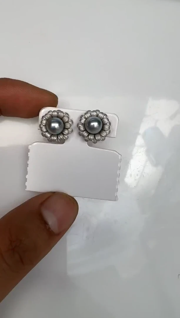 银S925镶嵌耳饰海水珍珠耳钉