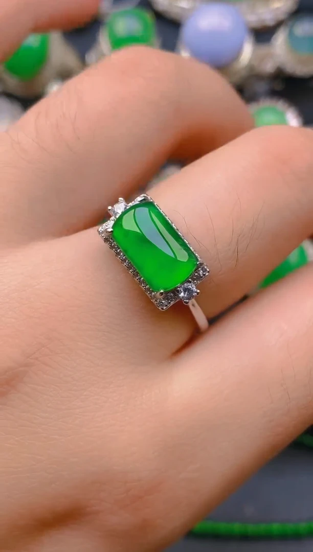 【闪购商品】翡翠戒指银S925镶嵌天然A货翡翠1