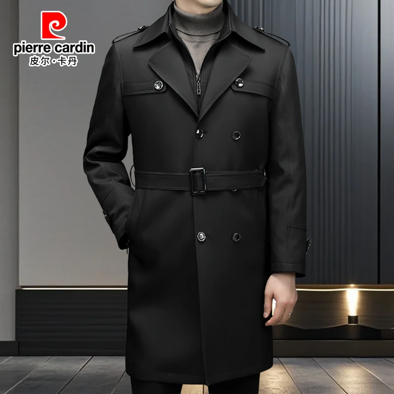 皮尔卡丹风衣男士帅气商务可拆卸内胆外套百搭秋冬季时尚休闲潮流