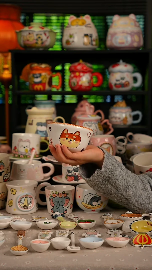 陶瓷无盖款景德镇高温釉下彩纯手绘创意瓷