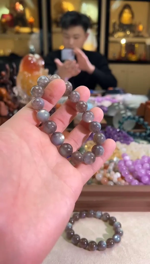 未镶嵌手链拉长石12mm+灰月光（多样性发一）