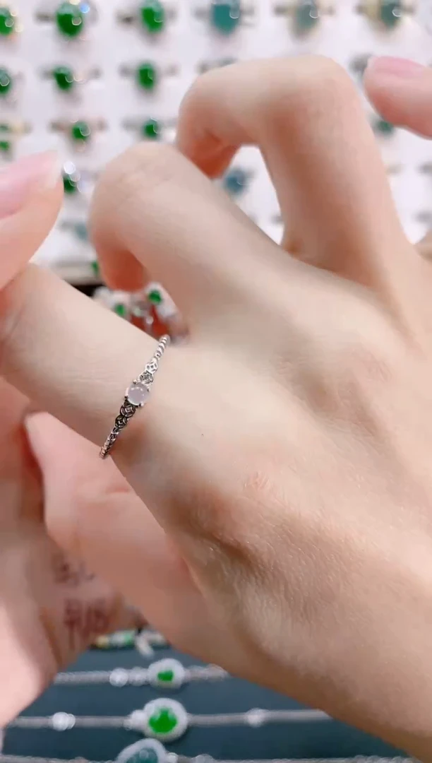 【闪购商品】翡翠戒指银S925镶嵌天然翡翠