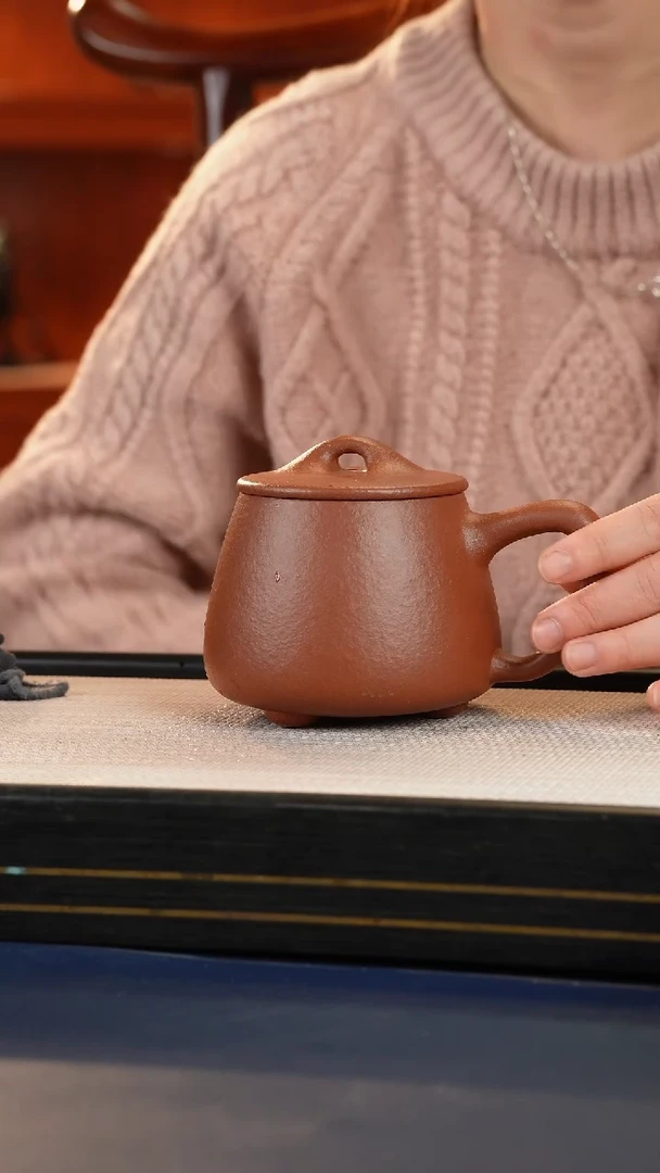 【闪购商品】紫砂茶杯宜兴原矿紫砂红降坡泥石瓢全手工