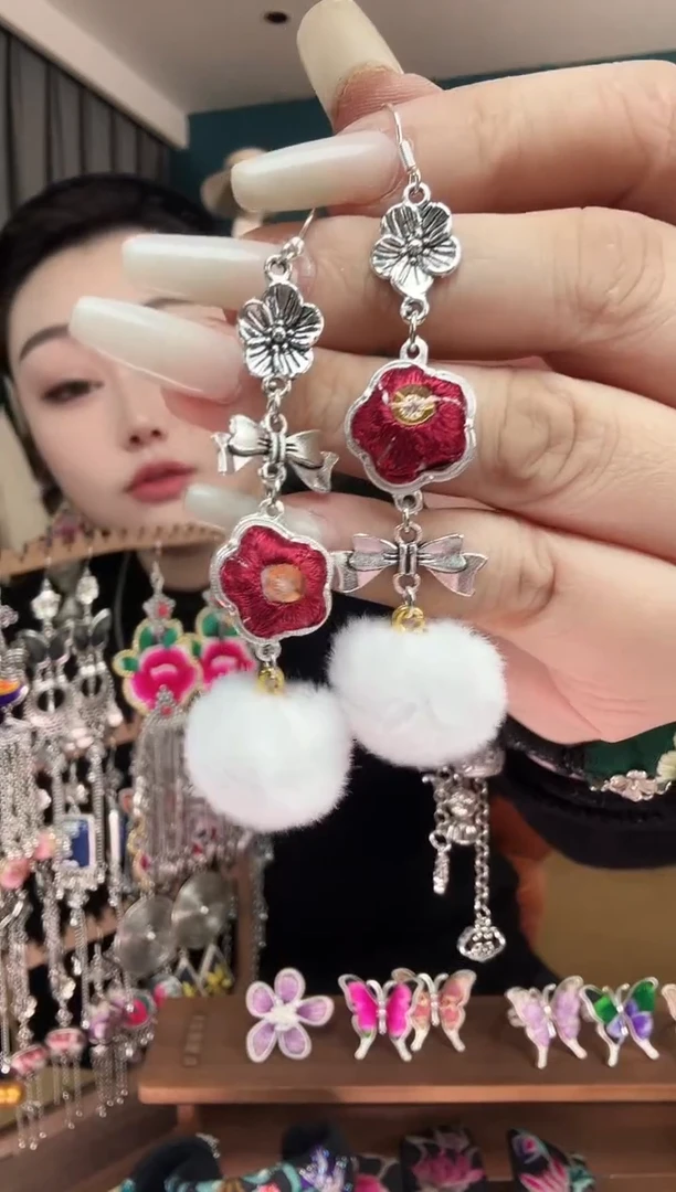 刺绣纯手工民族风刺绣耳环