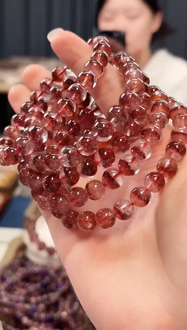 未镶嵌手串水晶金草莓超七单圈手串8mm【多样性发一】