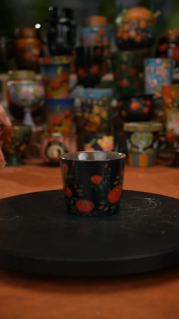 紫砂油画釉下 彩手绘