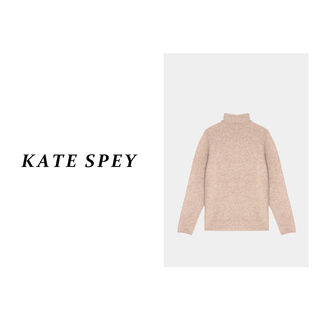 凯特丝蓓1348#纯色经典刺绣高领堆堆领修身显瘦毛衣女针织上衣