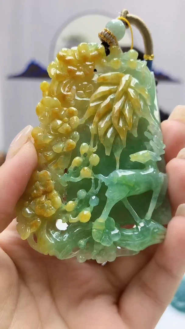 定制翡翠未镶嵌5060ms-毛货39鹿牌