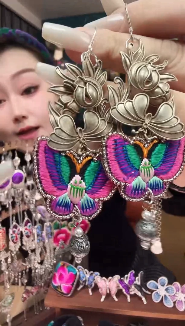 刺绣纯手工民族风刺绣耳环