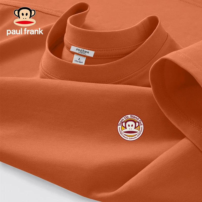 paul frank/大嘴猴橘色短袖t恤男夏季活力百搭上衣宽松透气半袖B
