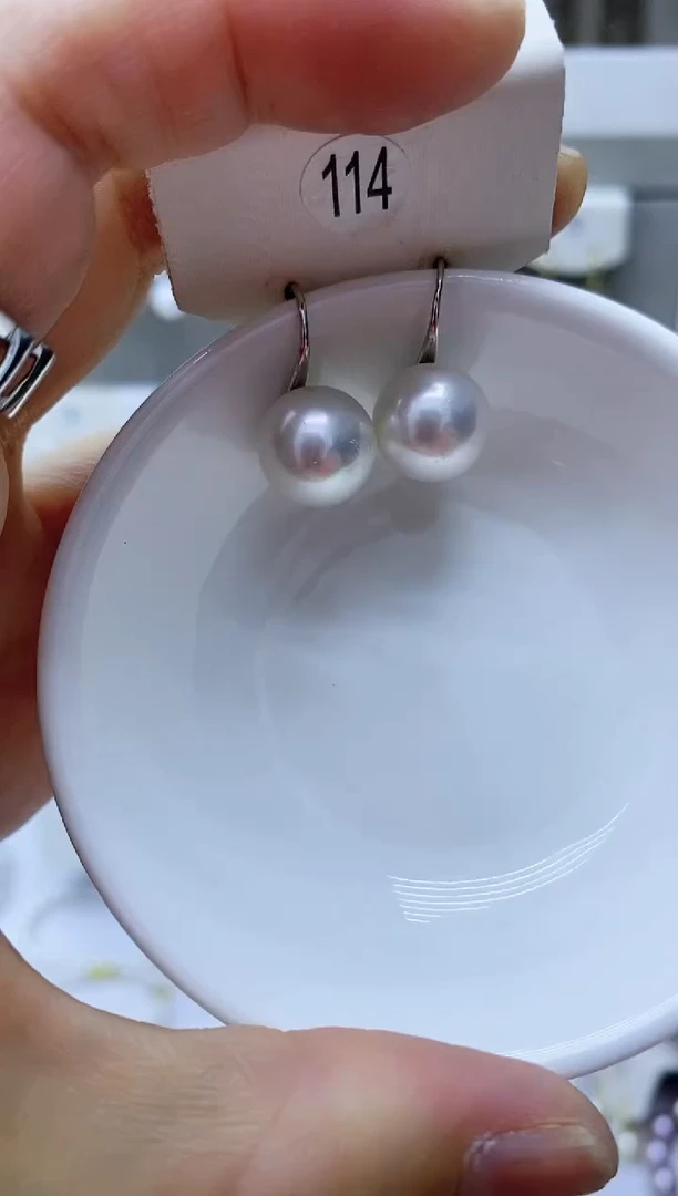 银S925镶嵌淡水珍珠耳饰114