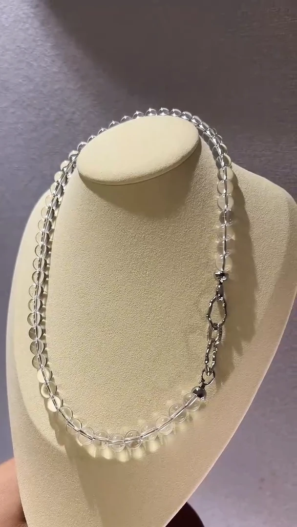 合金颈饰水晶东方既白冰透白水晶项链