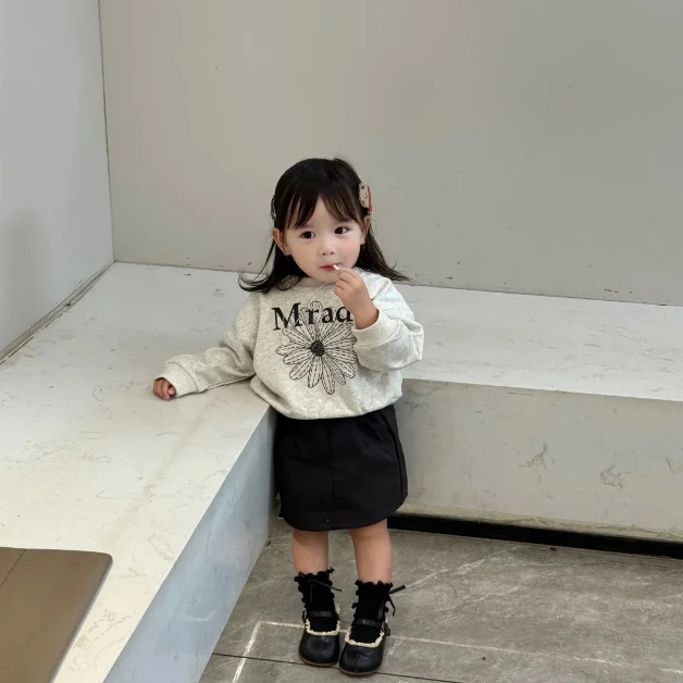 壹妈韩版女童早秋穿搭套装洋气儿童女宝时髦休闲字母印花卫衣半裙