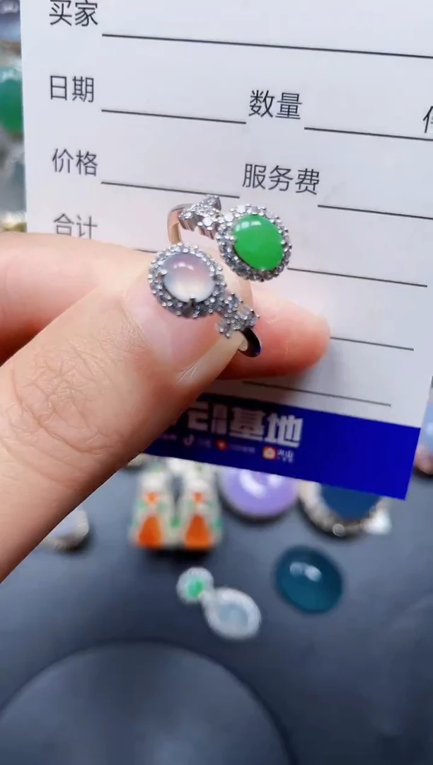 银S925镶嵌戒指翡翠10