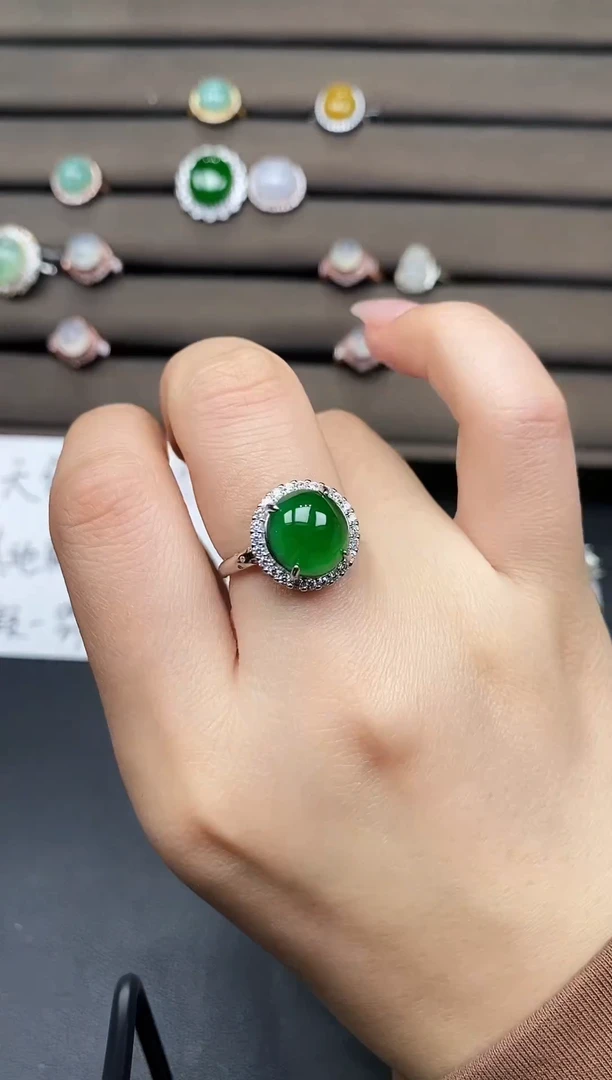 银S925镶嵌戒指翡翠111