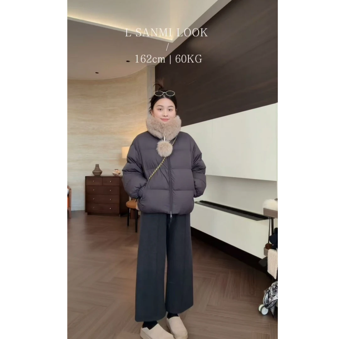 SANMI/叁米  松紧腰头宽松九分呢子直筒裤  H4007