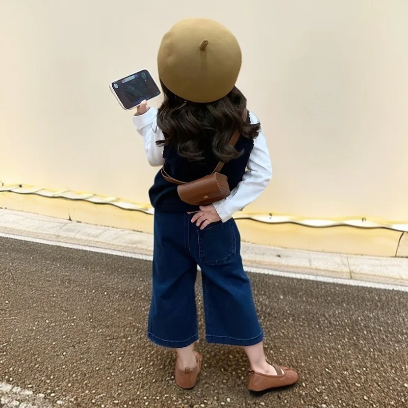 儿童中大童时尚童装半背肚兜婴儿夏季春秋女童牛仔洋气休闲百搭