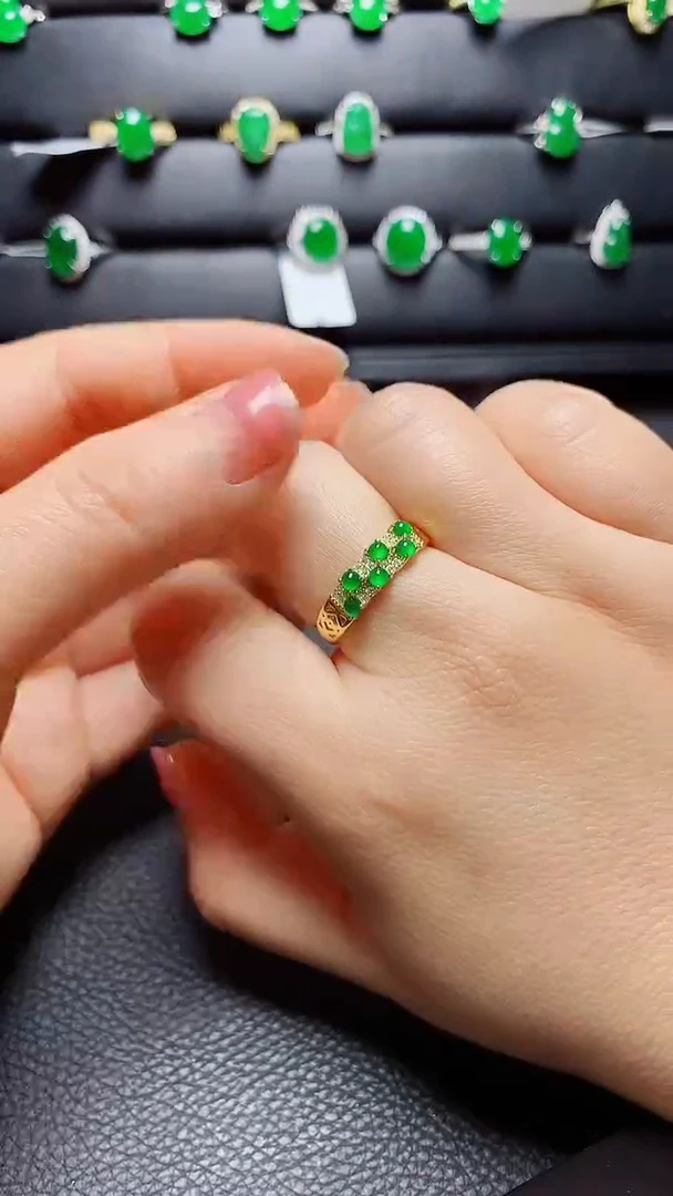 银S925镶嵌戒指翡翠天然翡翠A货s925银镶