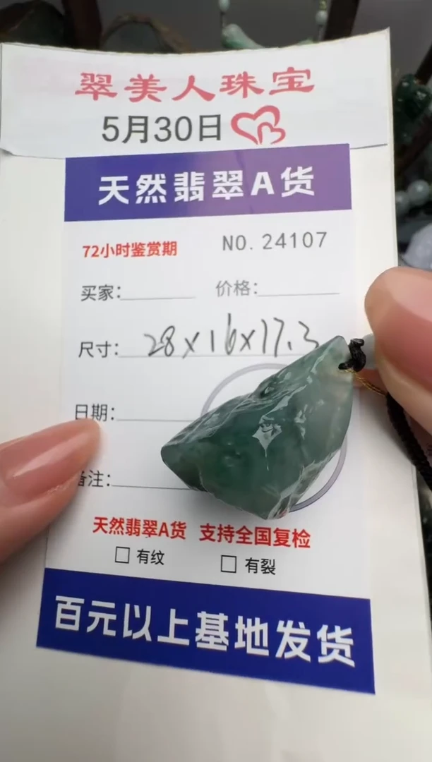 翡翠未镶嵌颈饰原石24107
