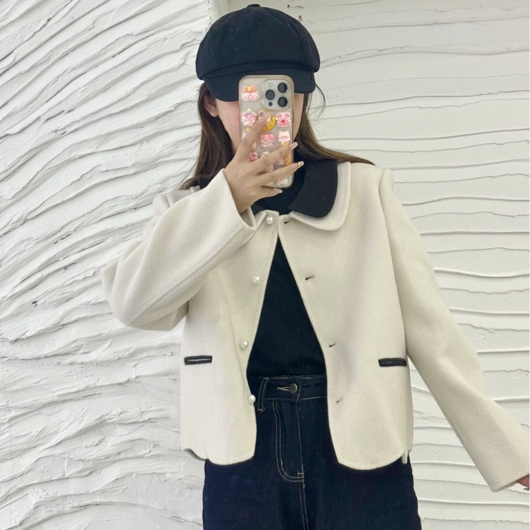PIG小减龄2025双面羊毛小短款韩剧女主穿搭