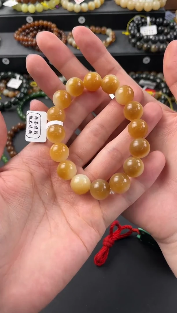 手串未镶嵌和田玉且末金山糖白手串卡14微色差