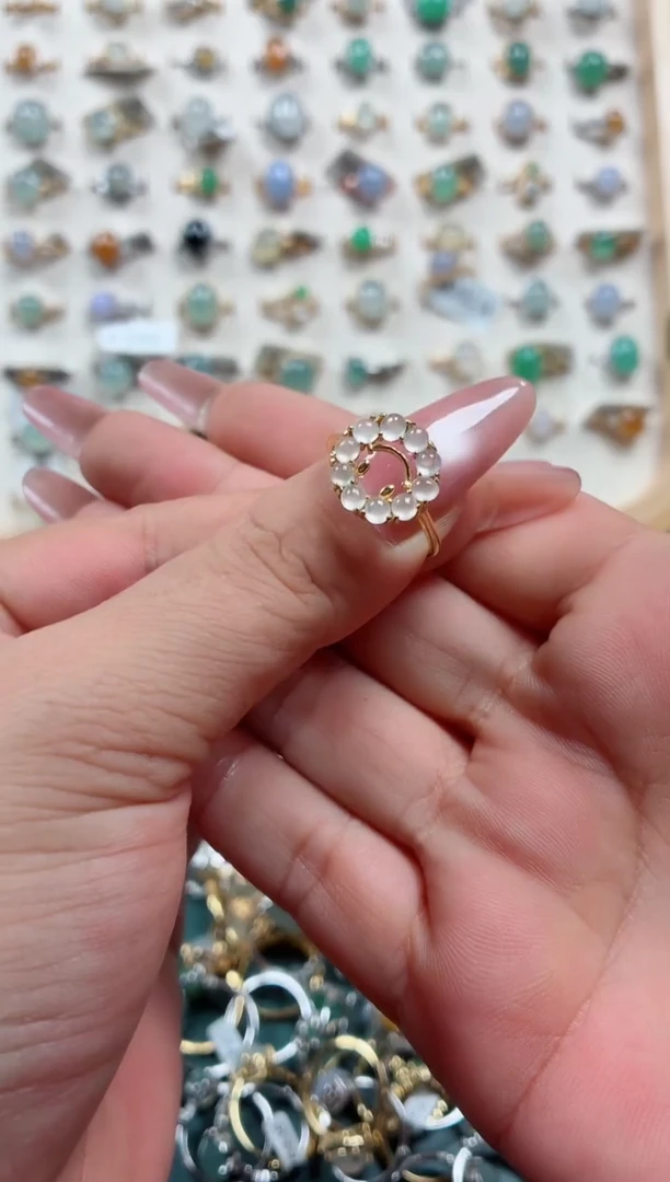 银S925镶嵌戒指翡翠一***果.