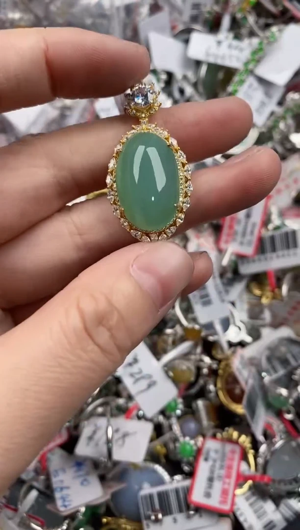 银S925镶嵌戒指翡翠666----9