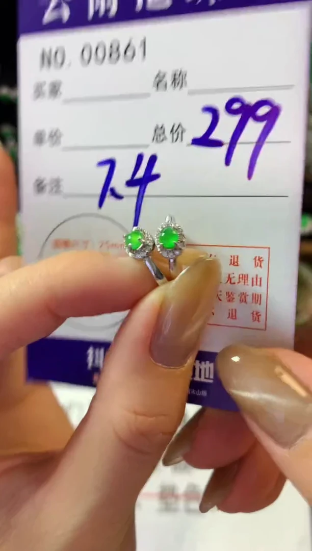 翡翠银S925镶嵌耳饰翡翠