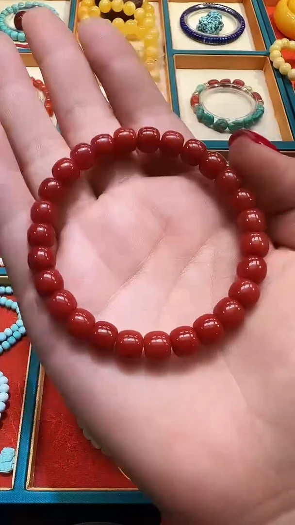 未镶嵌手串南红玛瑙国检证书   8+南红精工老型单圈
