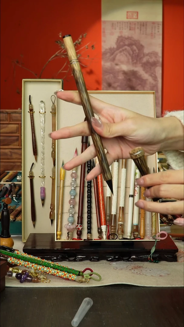 123号闪孤品高货毛笔链接 清水试笔 蘸墨不退