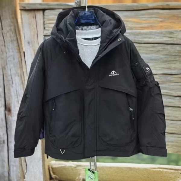 2608冲锋衣连帽休闲时尚百搭潮流加厚冬季短款