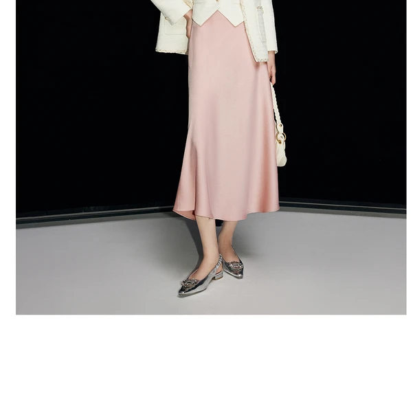 【千颂妮专享】MandyZhang高腰鱼尾半身裙缎面垂感优雅a字中长裙