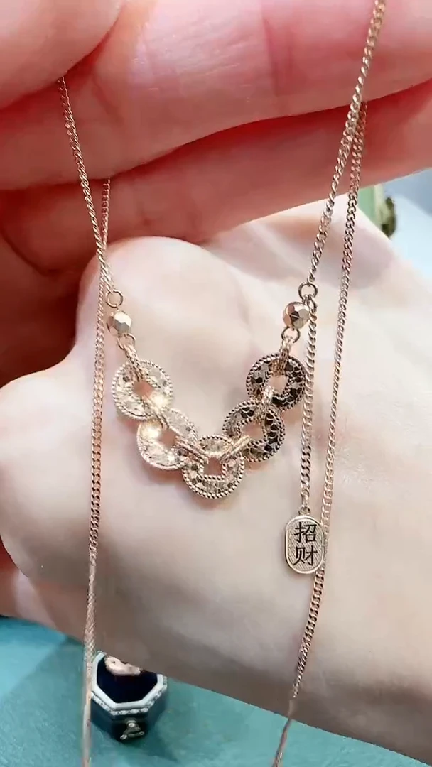 【闪购商品】18K金套链18K金爆闪铜钱套链