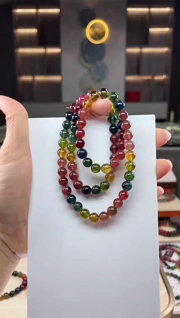 未镶嵌三圈手串碧玺（多样性发一条）Q