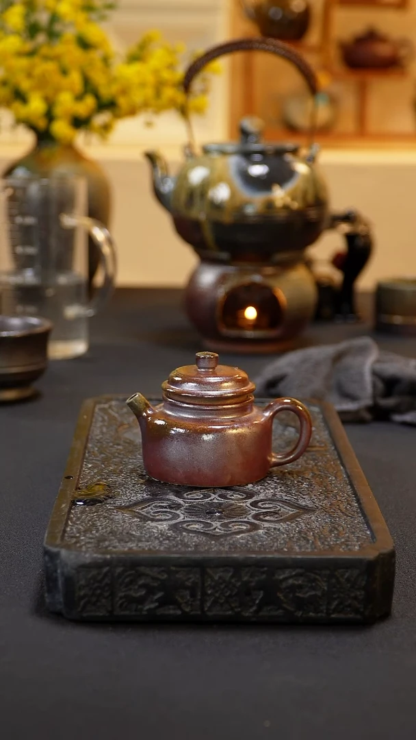 茶壶紫砂纯自然柴烧