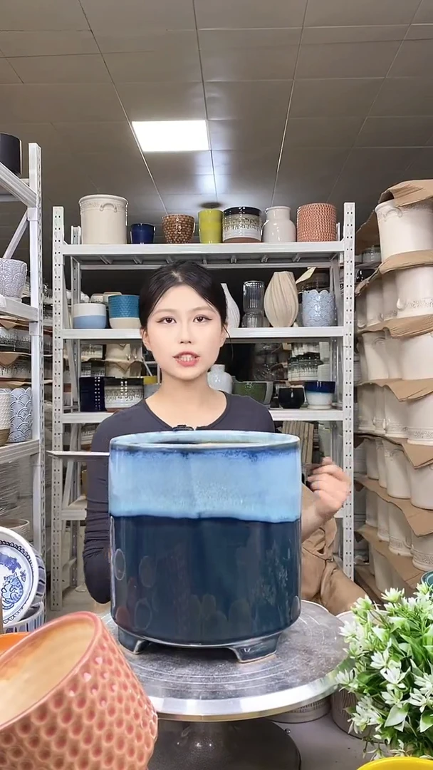 默认打孔陶瓷花盆宽高20-20