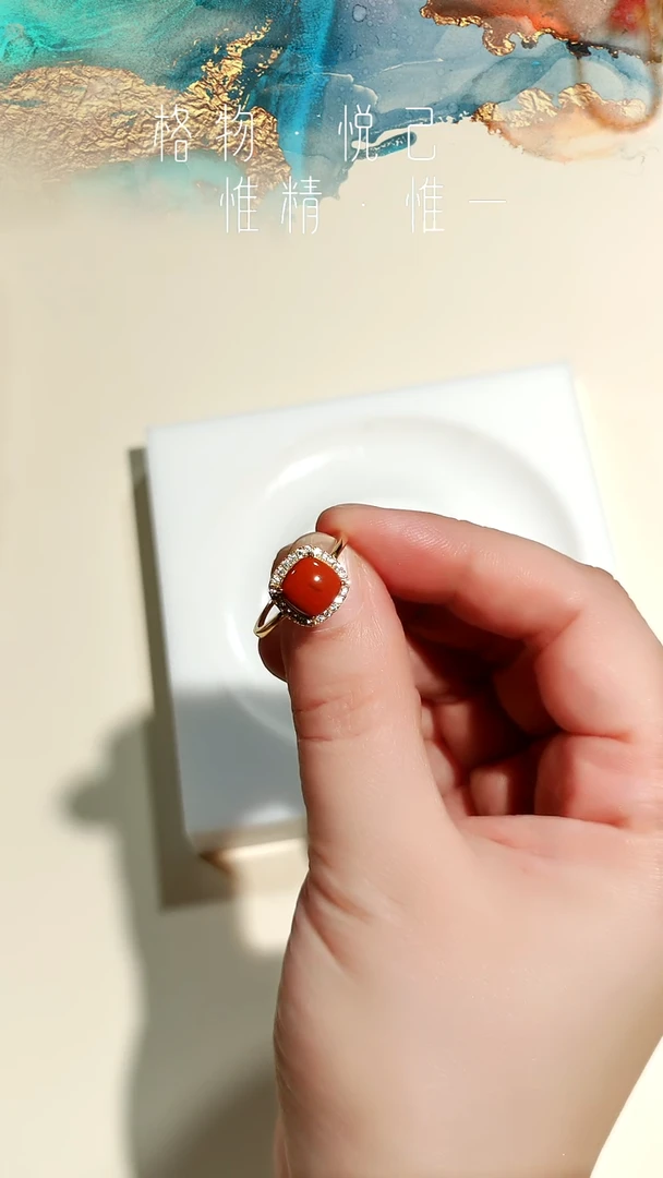 银S925镶嵌满色满肉南红玛瑙戒指