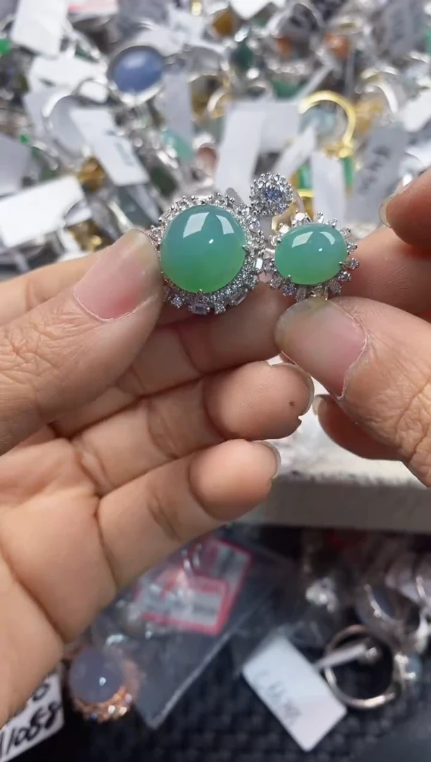 银S925镶嵌戒指翡翠1010---8