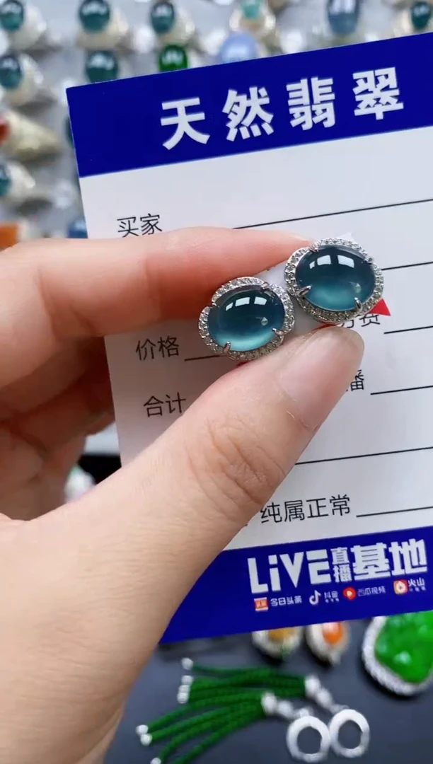翡翠银S925镶嵌耳饰0132