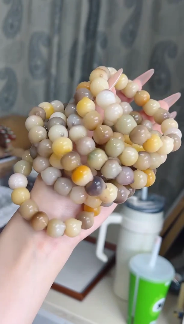 菩提根/象牙果手串e98紫美人玉化猫猫头13手串