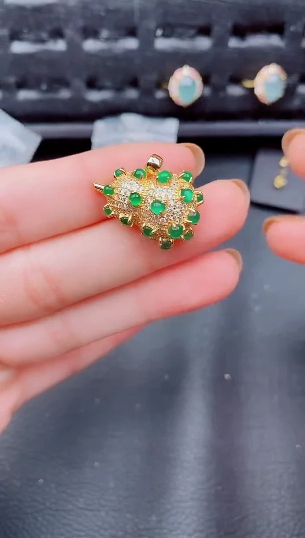 【闪购商品】翡翠颈饰银S925镶嵌天然a货翡翠1038