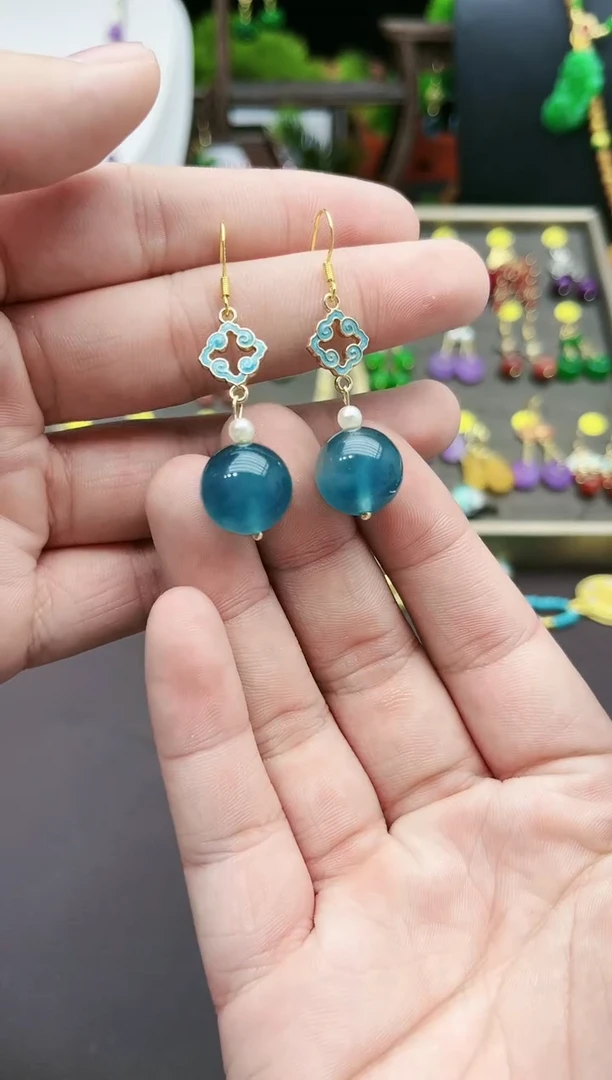 【闪购商品】玛瑙/玉髓耳钉银S925镶嵌224000