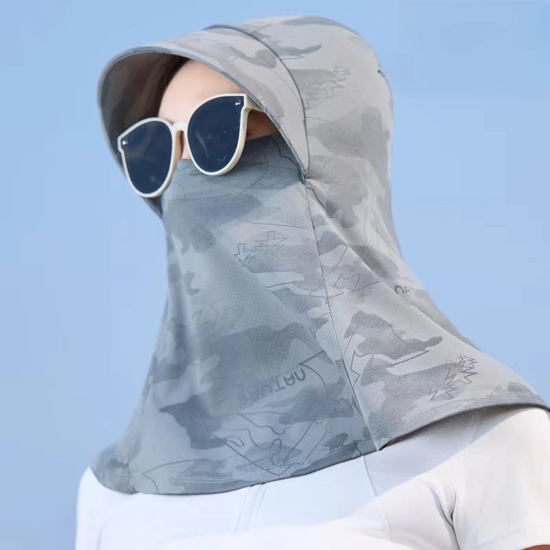 夏季新款冰丝骑行面罩女户外遮阳轻薄透气防晒头套一体透气护颈