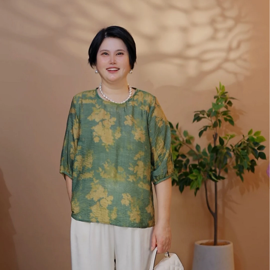 夏季新款时尚气质显瘦百搭衬衫洋气妈妈-14