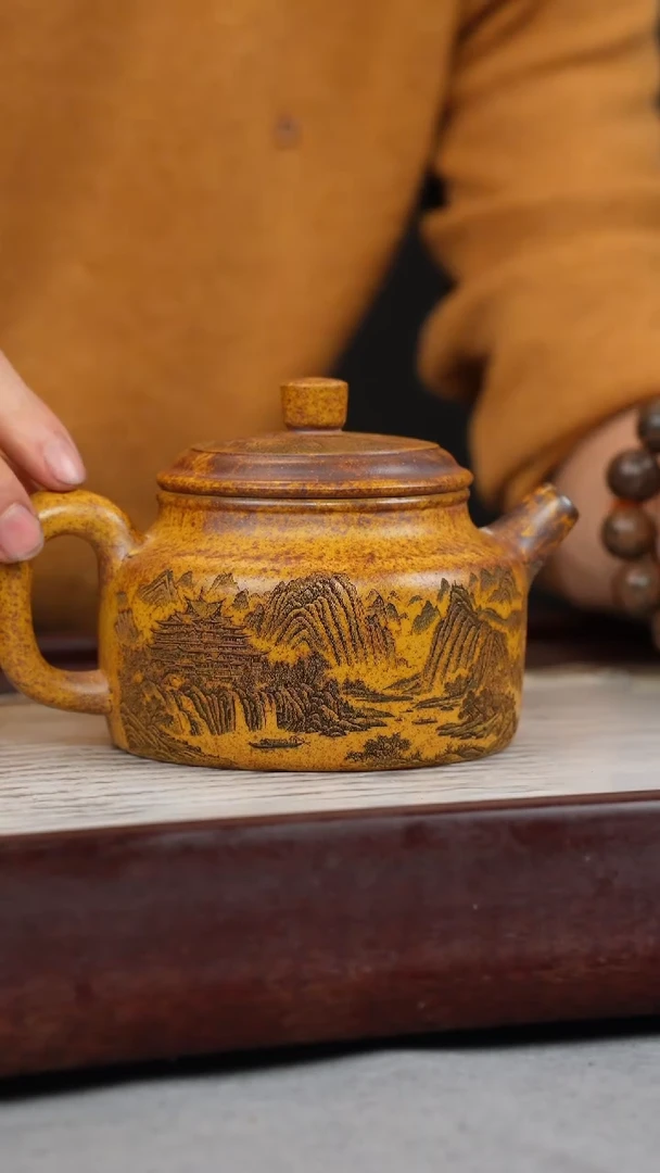 【闪购商品】紫砂茶壶龙骨金砂 德钟 山水