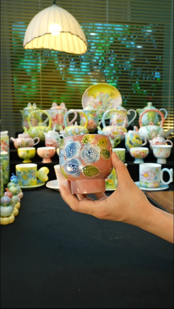 杯手绘心瓷陶瓷浮力