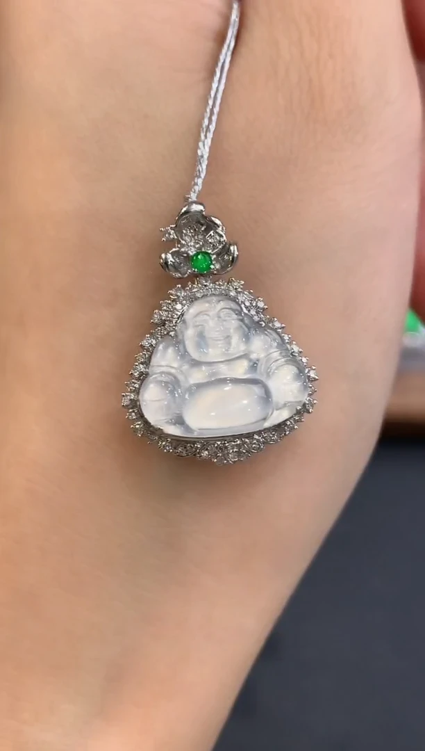 吊坠(不含链)18K金镶嵌翡翠a97