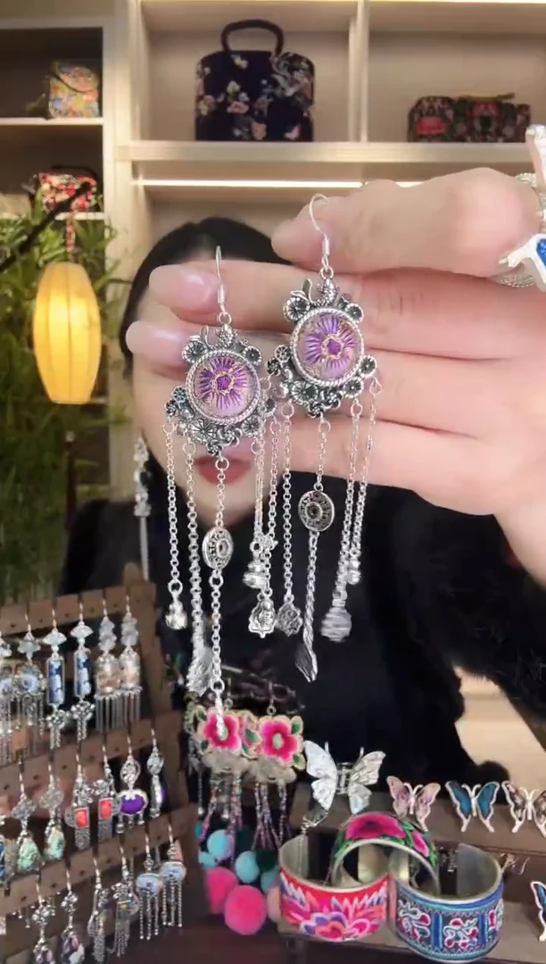 刺绣纯手工民族风耳环