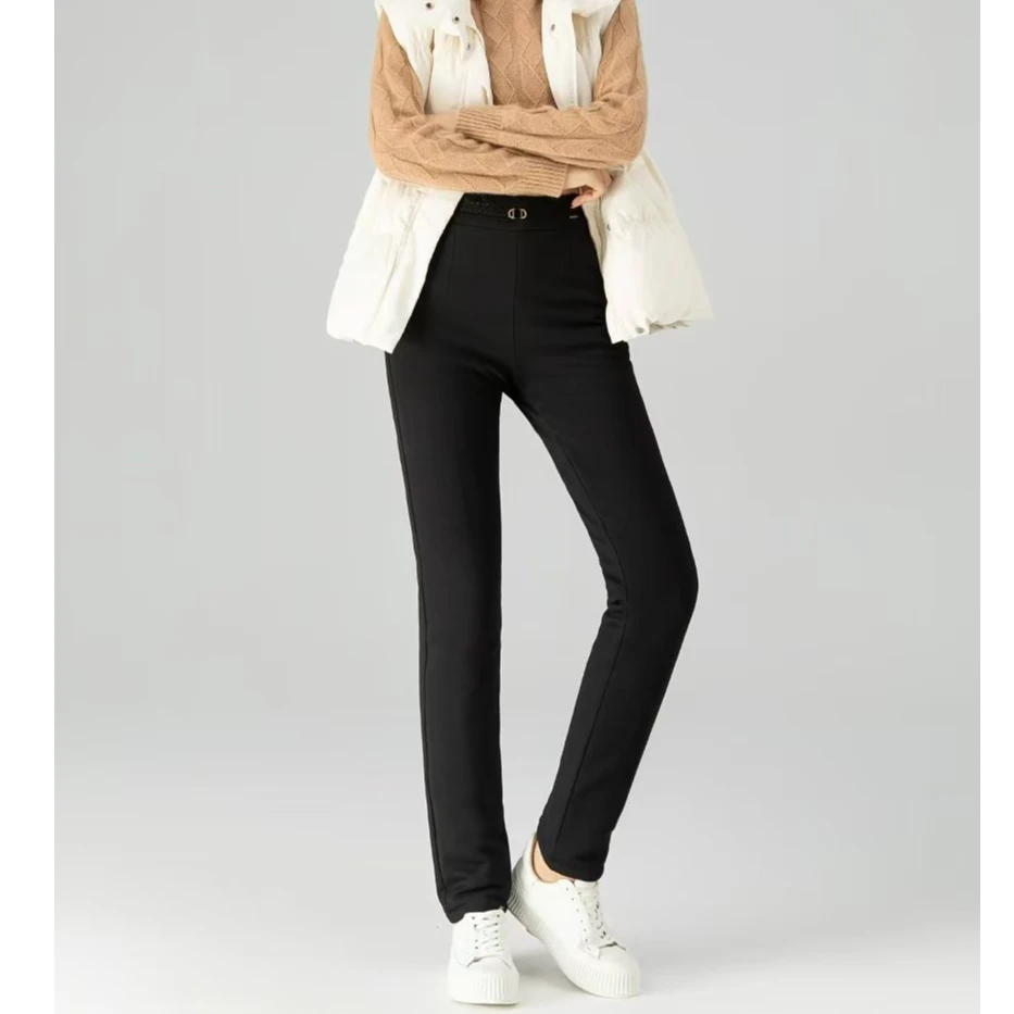 950克羊 绒蚕 丝内胆Y161气质妈妈冬装裤中老年女加厚保暖黑色