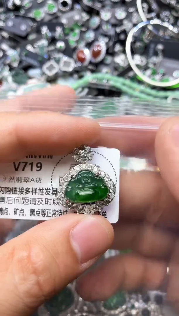翡翠未镶嵌颈饰V719吊坠